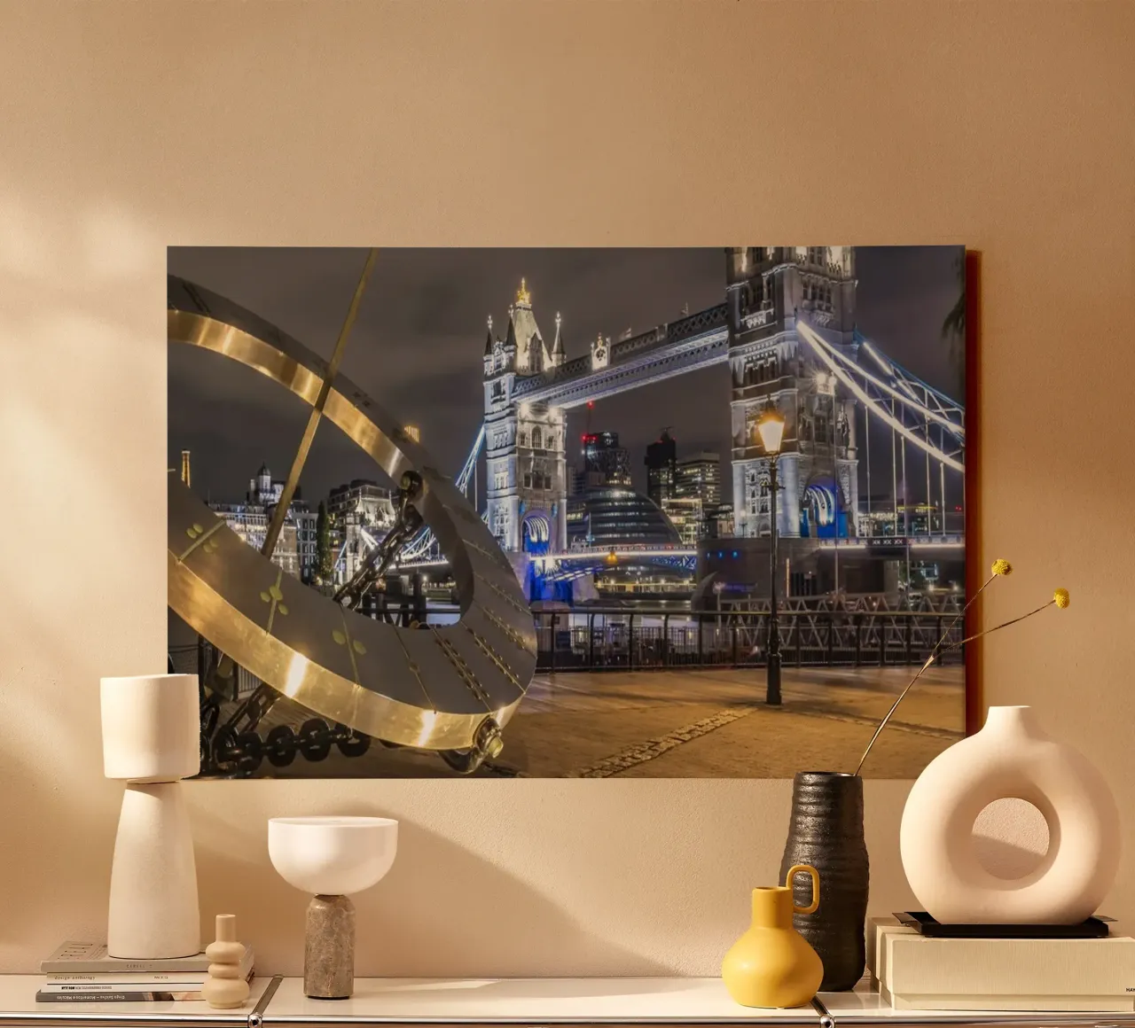 LONDON Tower Bridge in a blaze of light canvas with Floater frame by Melanie Viola