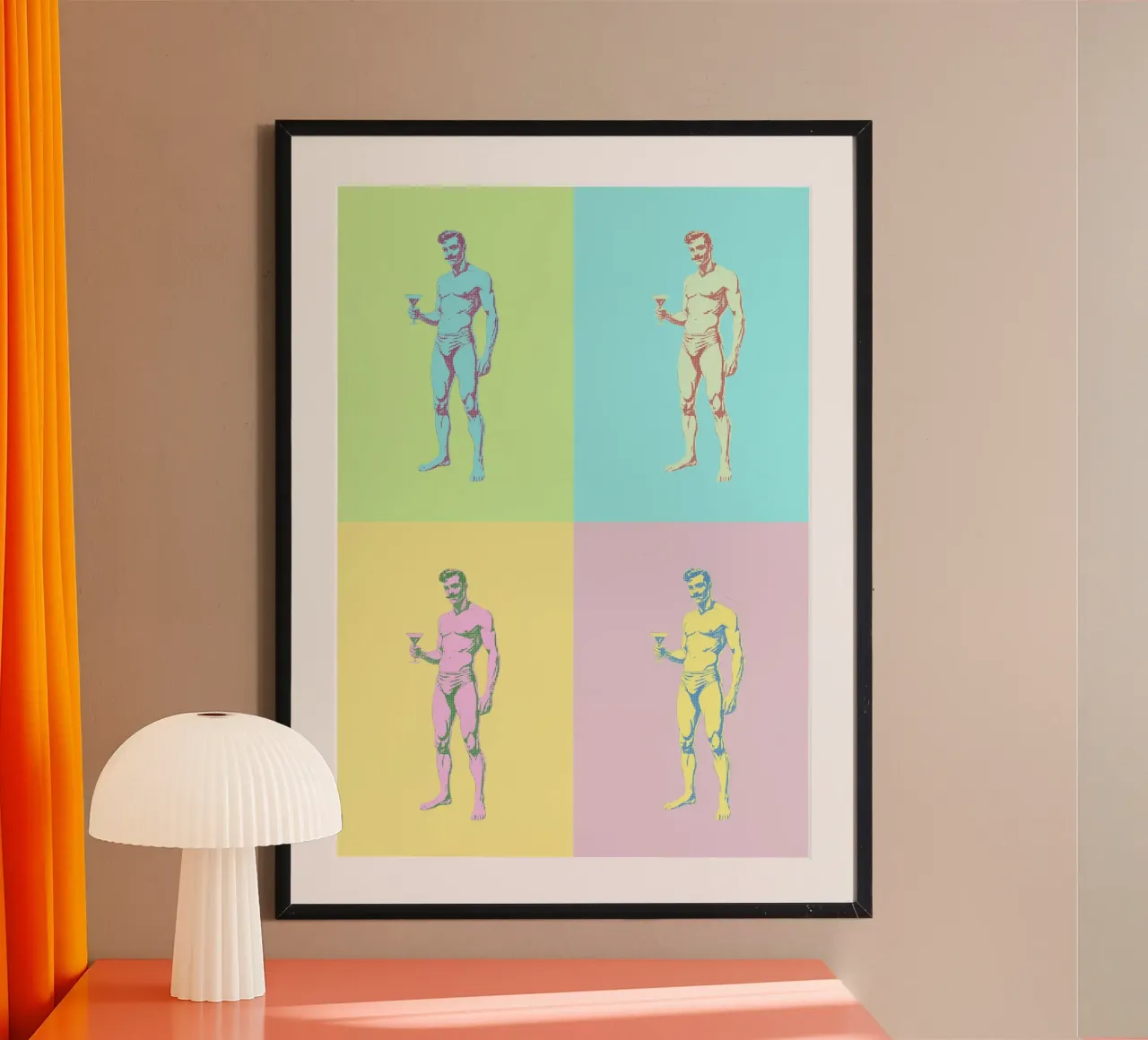 Pop Art Male Pin-Ups in Pastel Panels hahnemühle by Hecate Pim Designs