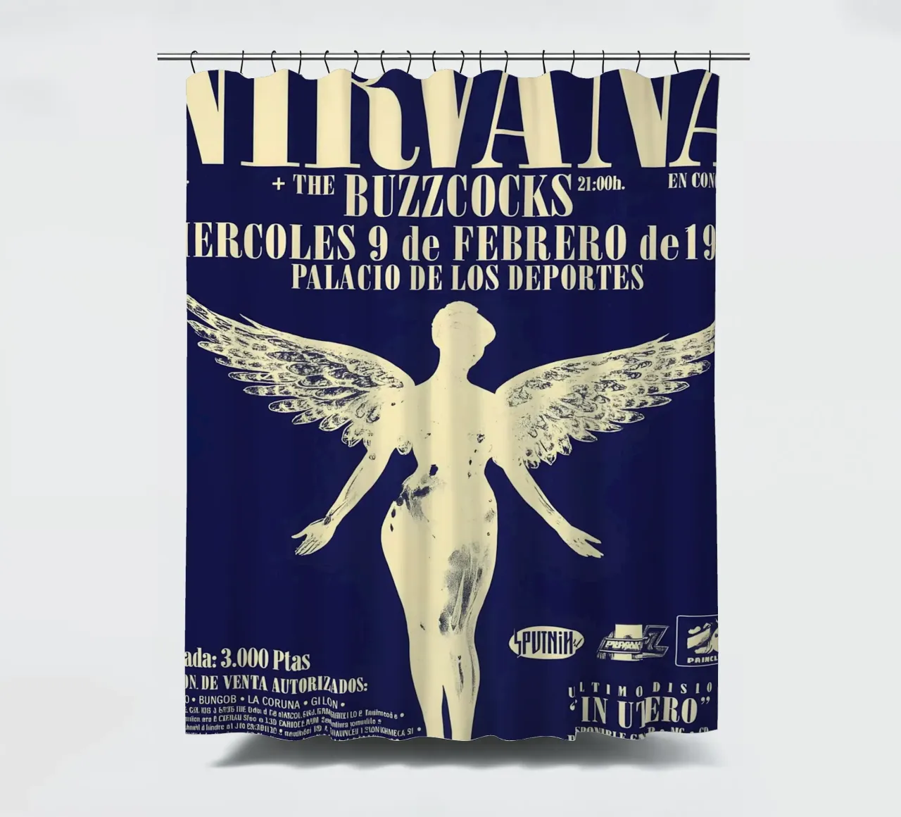 SAARAV Nirvana Concert Poster Kurt Cobain Rock Music Aesthet shower curtain by DGUnder