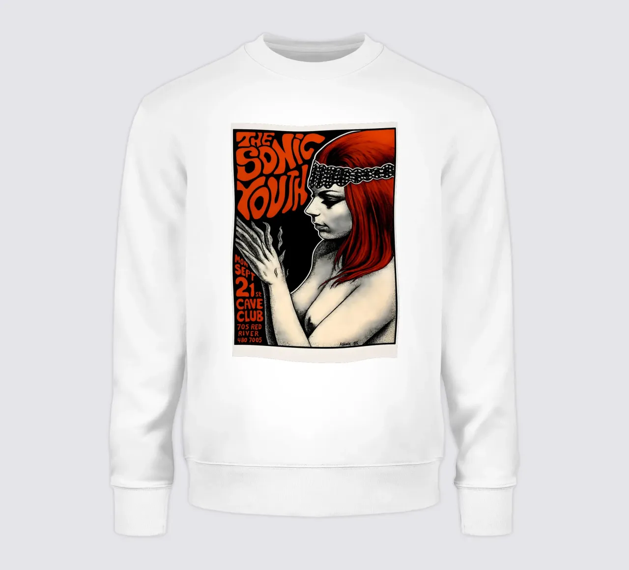 SONIC YOUTH 1987 AUSTIN concert poster Frank KOZIK sweatshirt by DGUnder