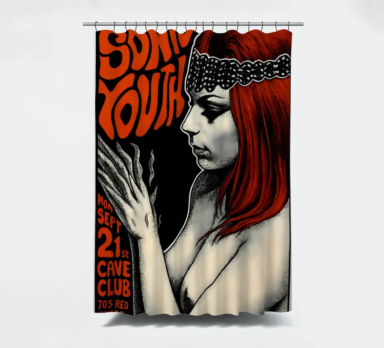 SONIC YOUTH 1987 AUSTIN concert poster Frank KOZIK shower curtain by DGUnder
