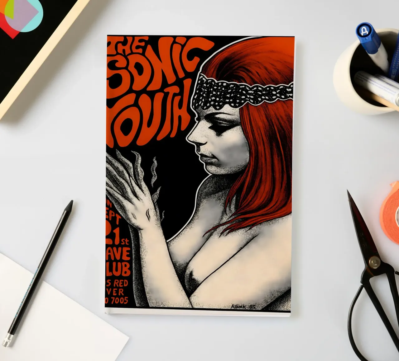 SONIC YOUTH 1987 AUSTIN concert poster Frank KOZIK notebook by DGUnder
