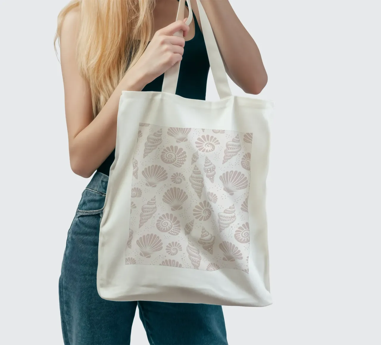 Conchiglie color grigio borsa in juta da SilverPegasus