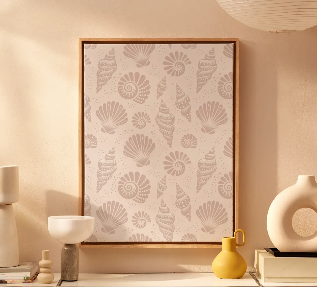 Conchiglie color grigio tela con Cornice a cassetta da SilverPegasus