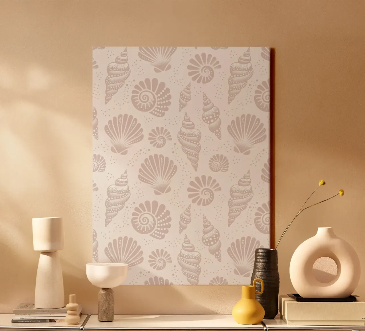 Conchiglie color grigio tela con Cornice a cassetta da SilverPegasus