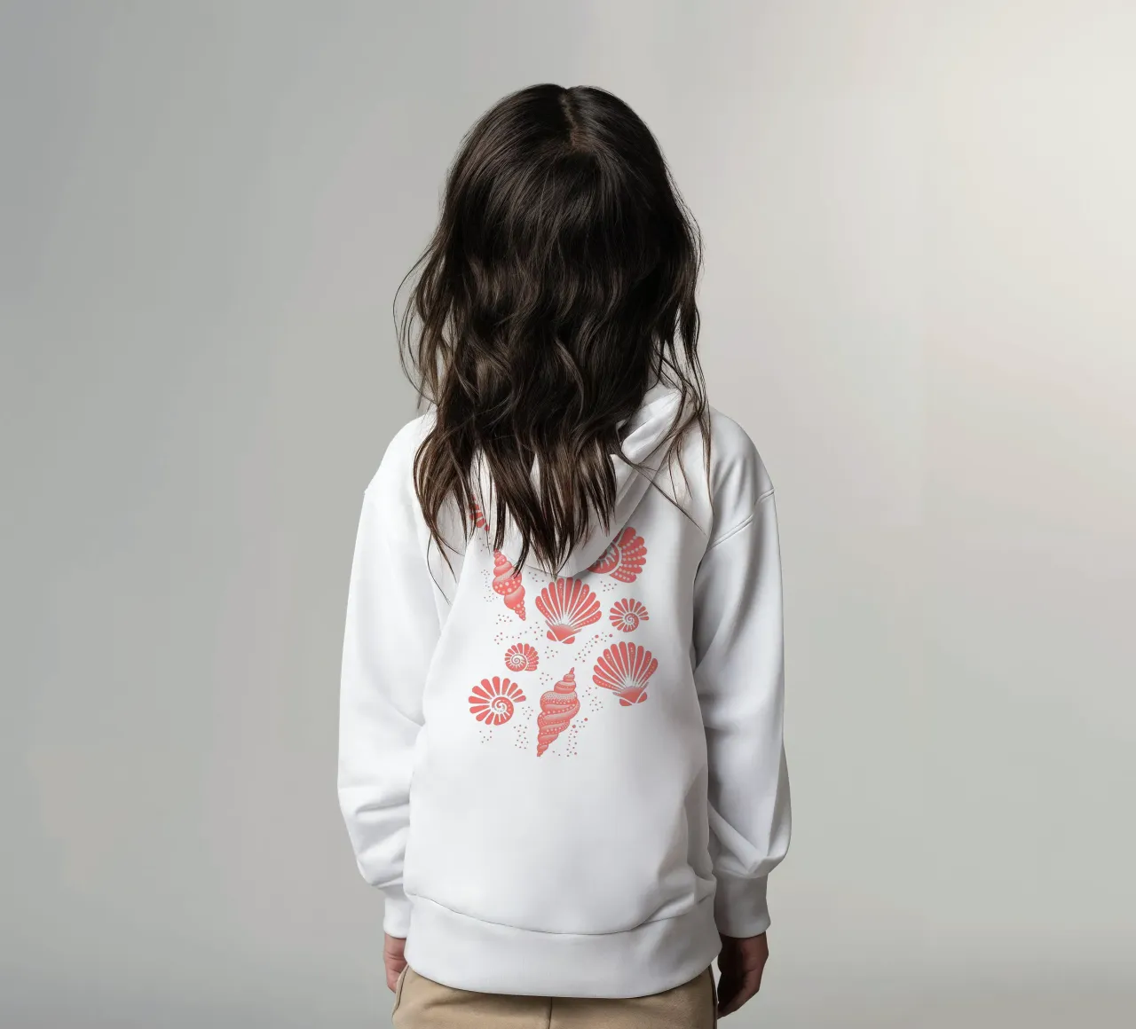 Seashells Coral kids hoodie by SilverPegasus