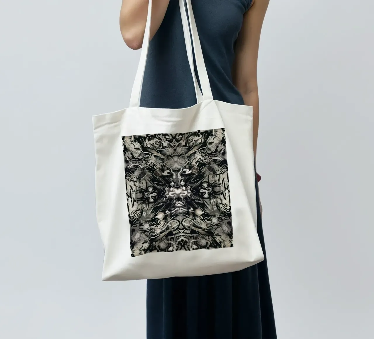 Rorschach 08 in bianco e nero borsa in juta da Little Dean
