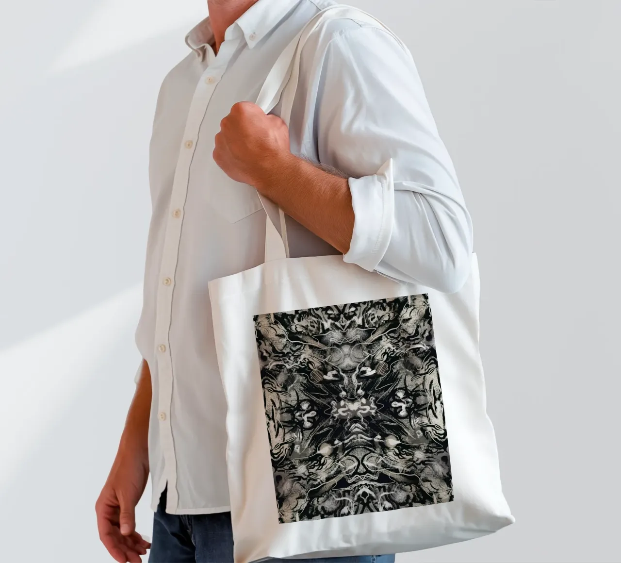 Rorschach 08 in bianco e nero borsa in juta da Little Dean