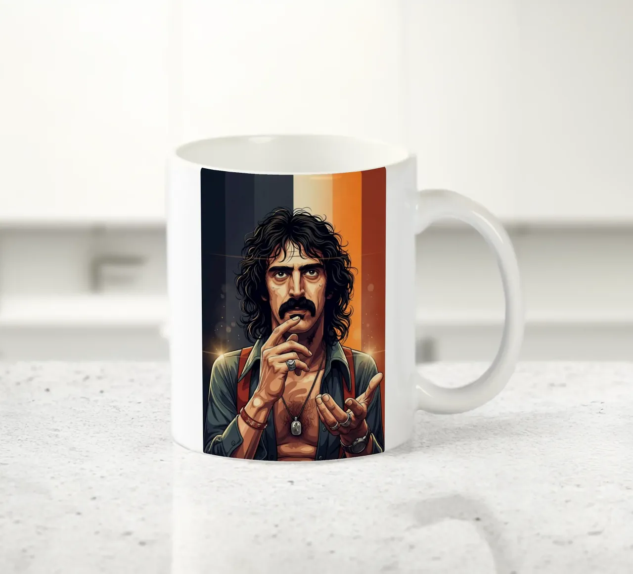 Frank Zappa rebel ceramic mug by Lembayung art
