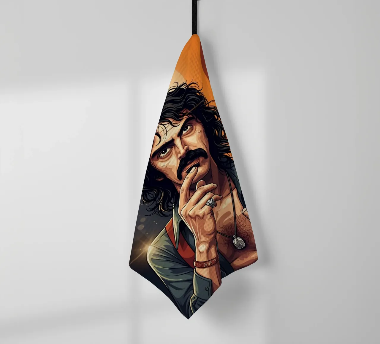 Frank Zappa rebel tea towel by Lembayung art