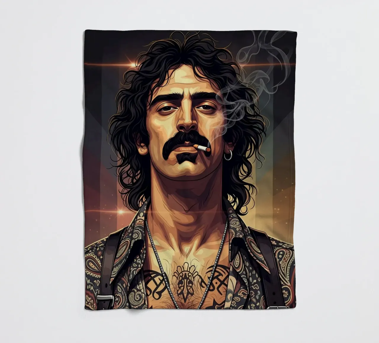 Frank Zappa smoking fleece blanket by Lembayung art