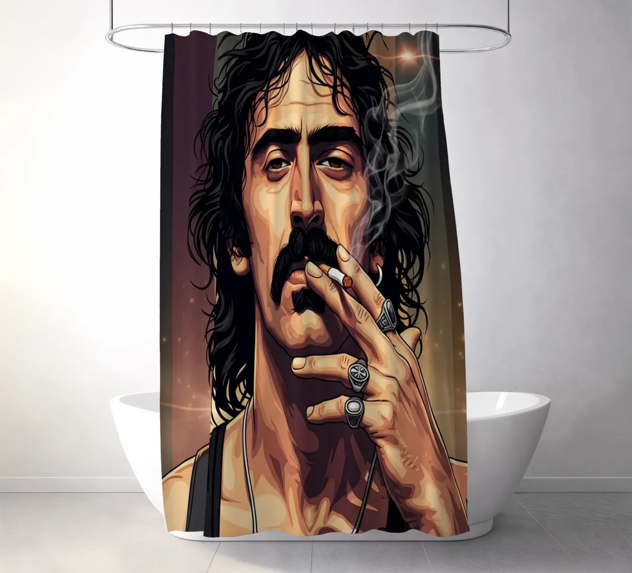 Frank Zappa smoking with rebel style tenda da doccia da Lembayung art