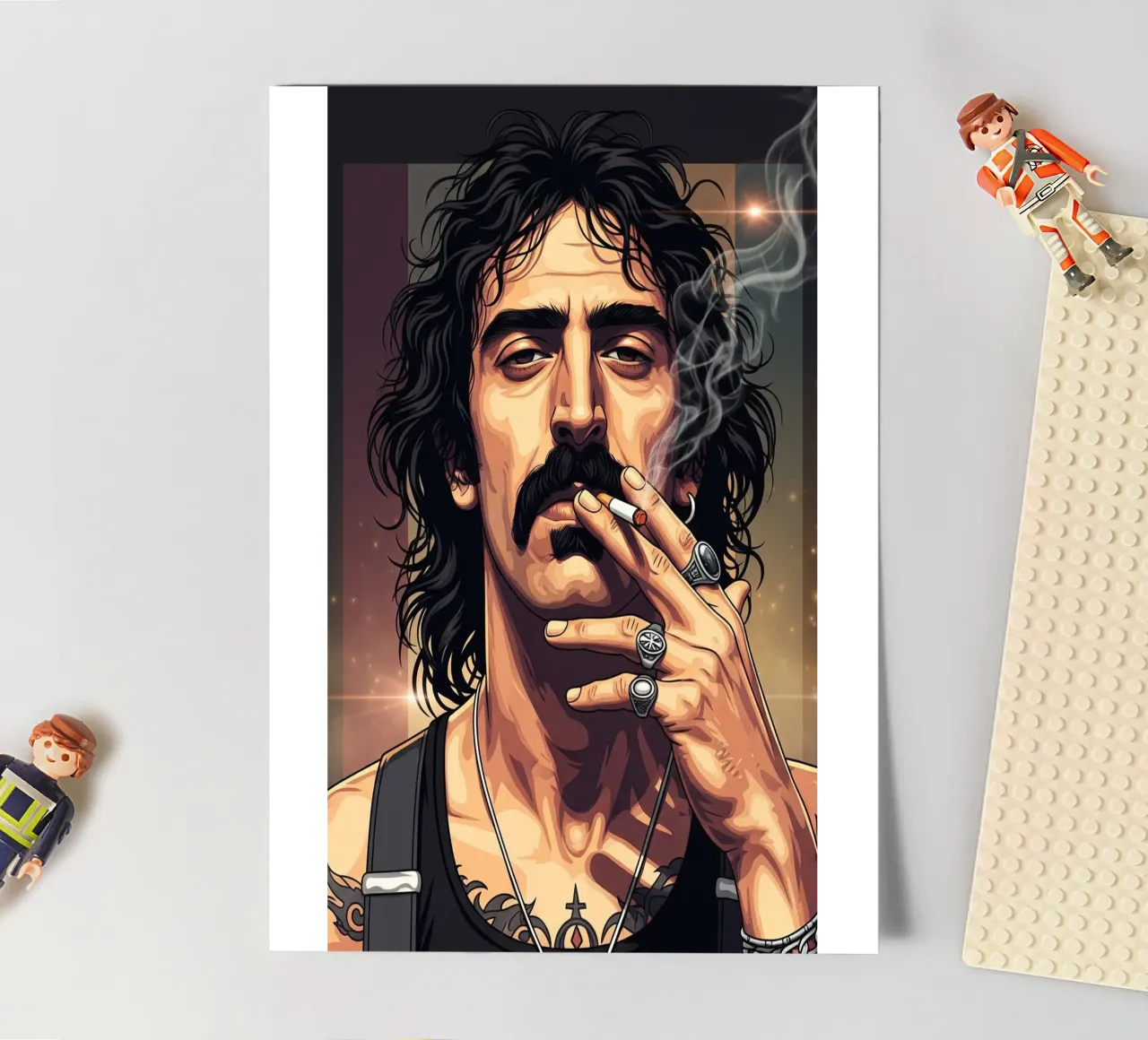 Frank Zappa smoking with rebel style foglio adesivo da Lembayung art