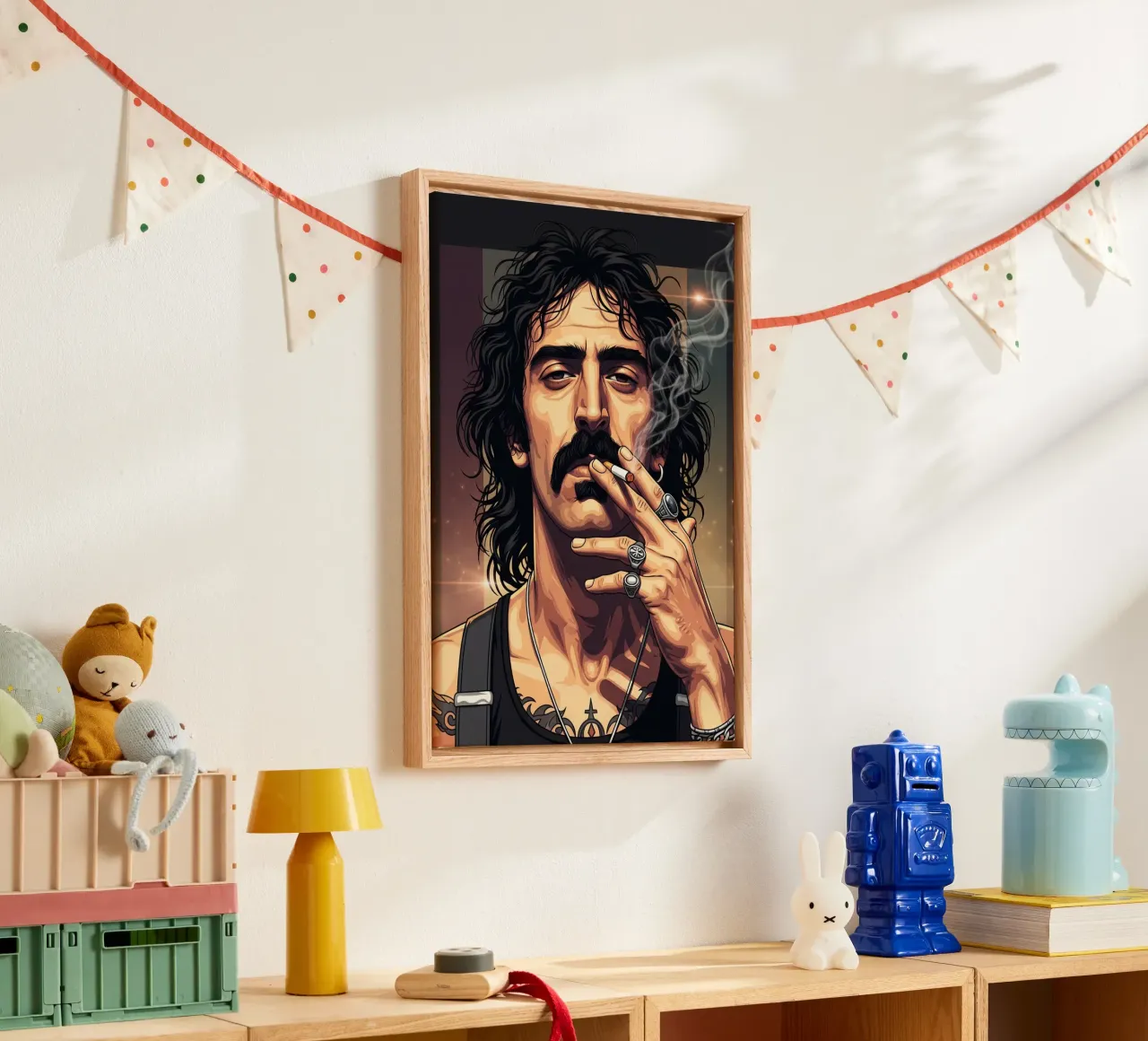 Frank Zappa smoking with rebel style tela da Lembayung art