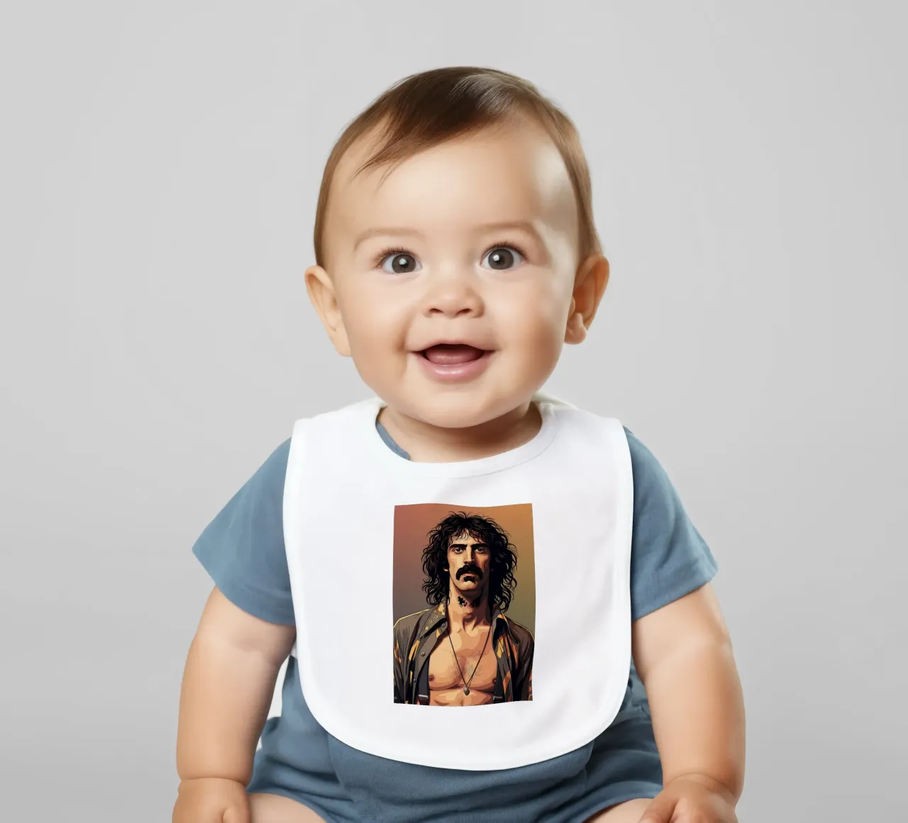 Frank Zappa vintage baby bib by Lembayung art