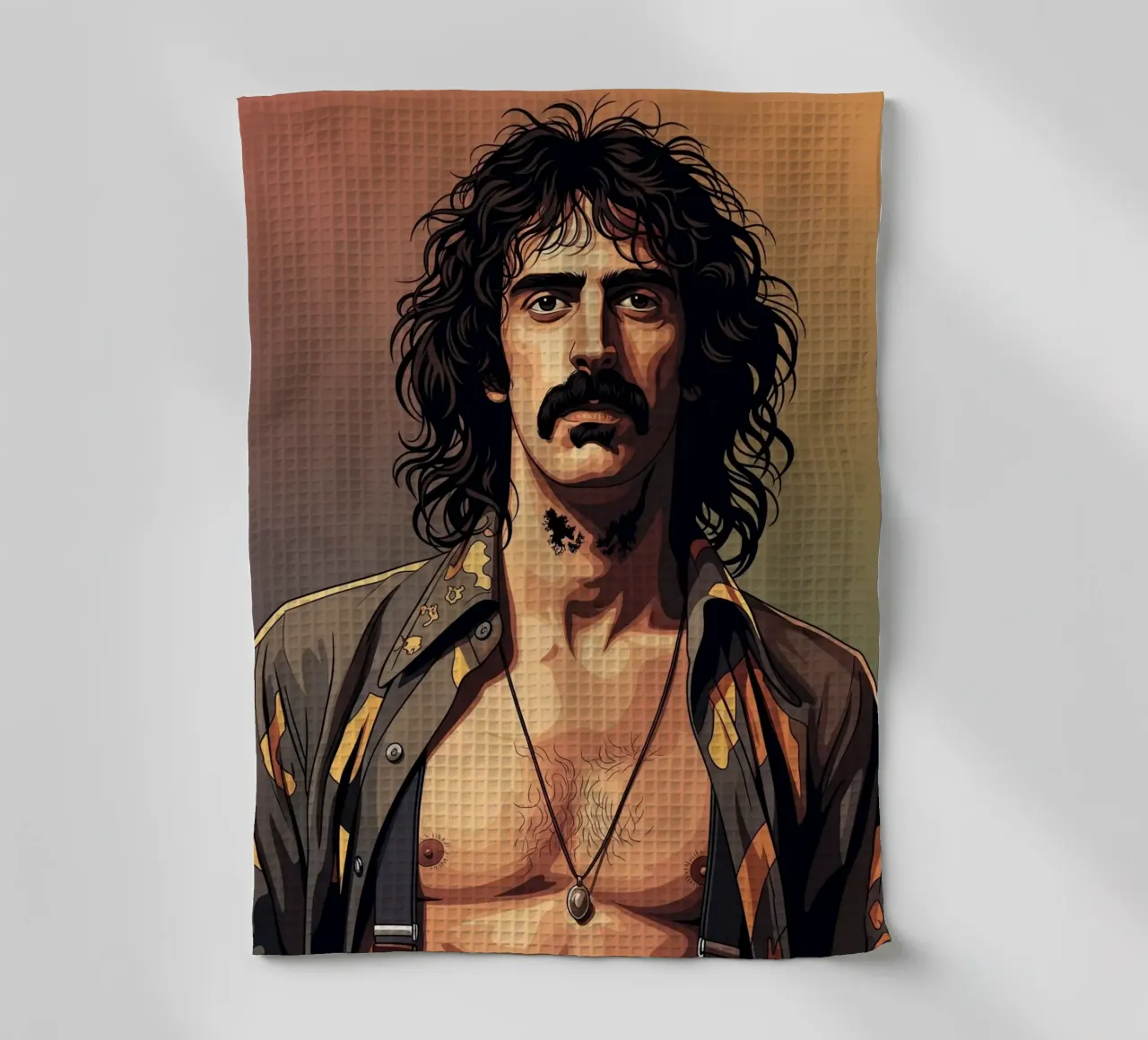 Frank Zappa vintage tea towel by Lembayung art