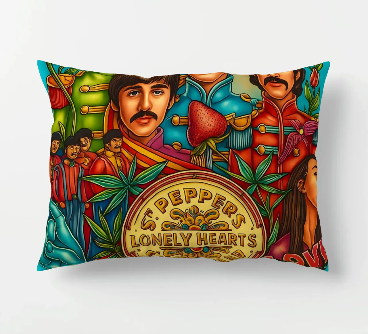 The Beatles - Sgt. Pepper_s Band - Music Poster Print decorative cushion by DGUnder