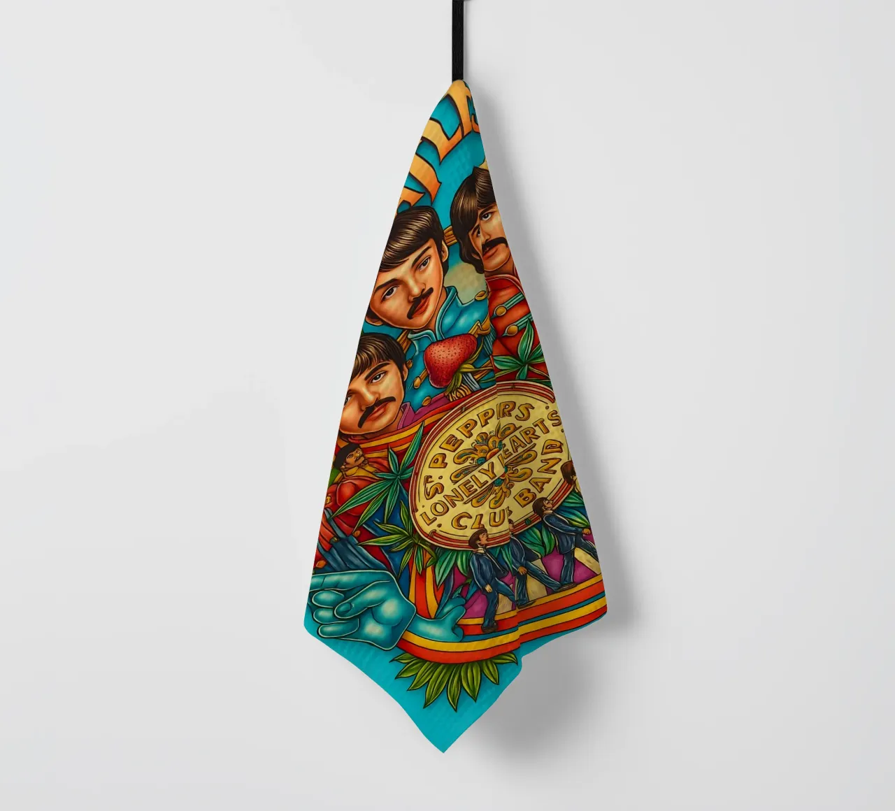 The Beatles - Sgt. Pepper_s Band - Music Poster Print tea towel by DGUnder