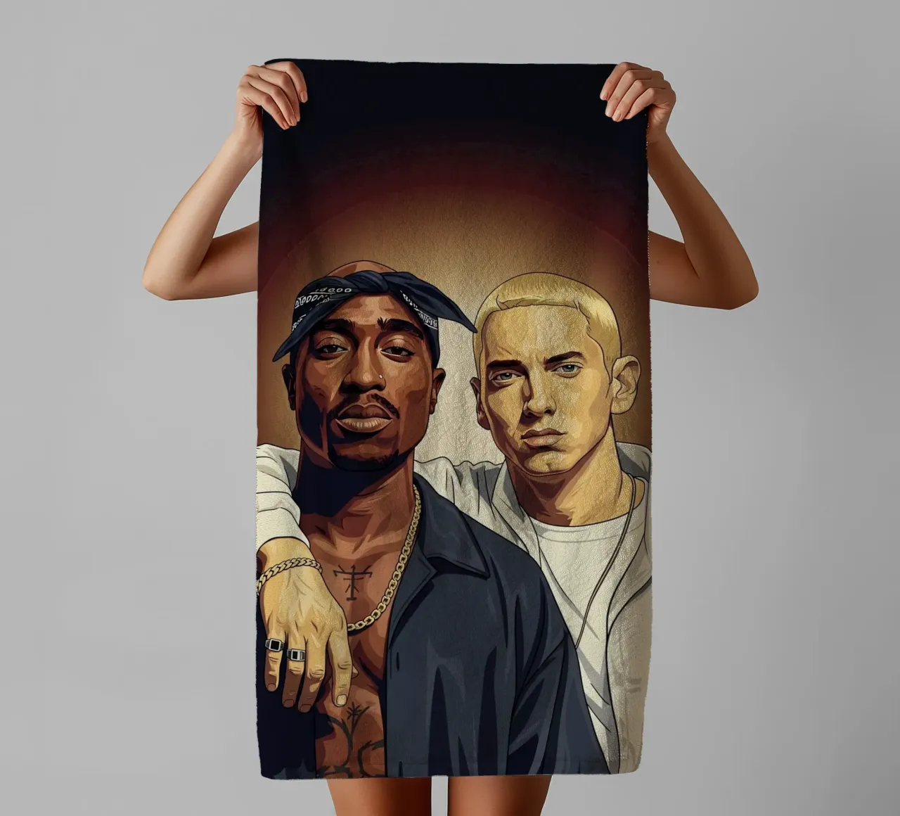 Tupac Shakur and Eminem asciugamano da bagno da Lembayung art