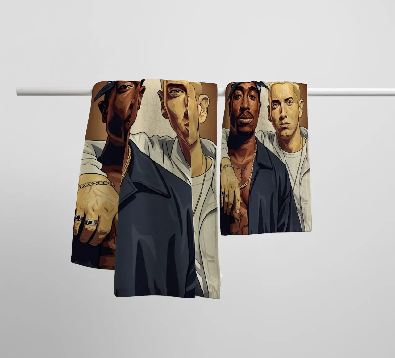 Tupac Shakur and Eminem asciugamano da bagno da Lembayung art