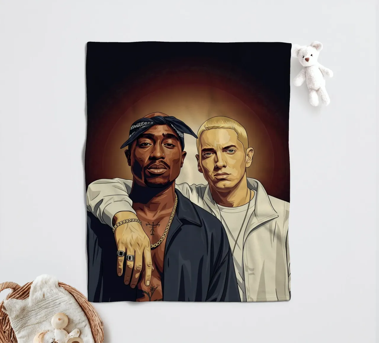Tupac Shakur and Eminem coperta in pile da Lembayung art