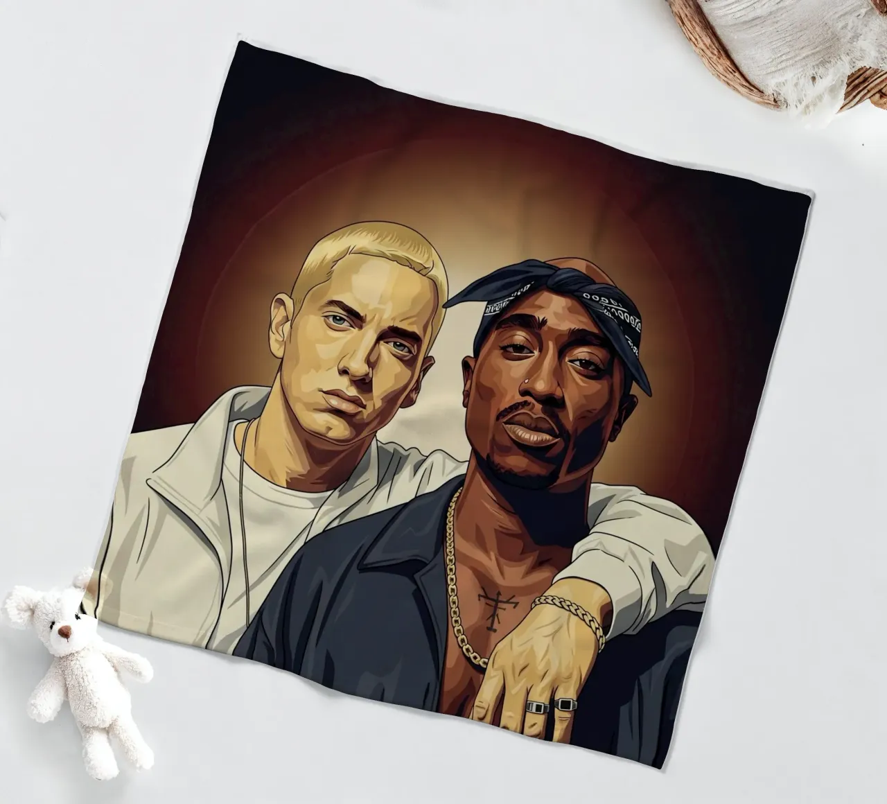 Tupac Shakur and Eminem coperta in pile da Lembayung art