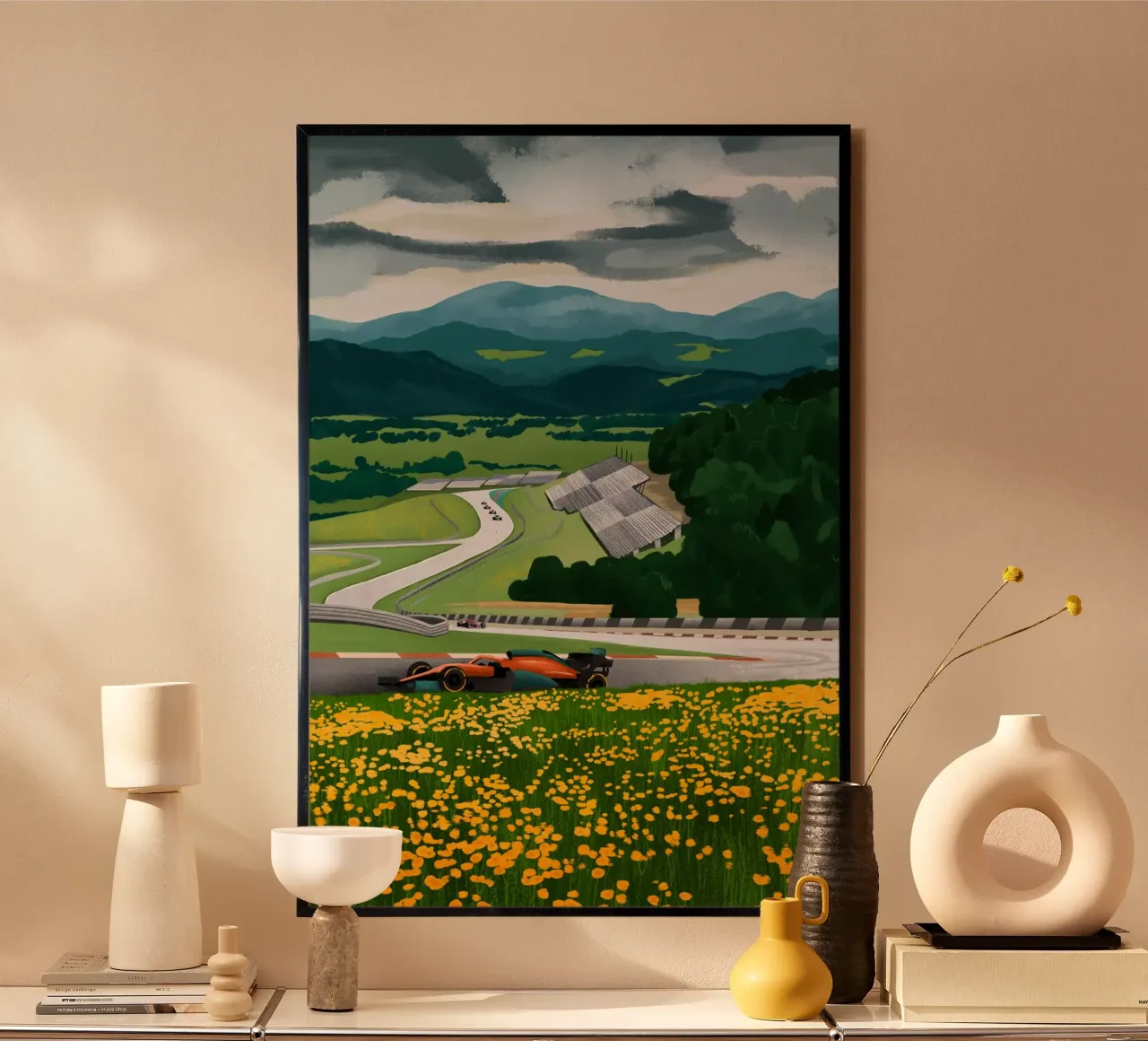 Racetrack Austria poster con telaio in alluminio da Goed Blauw