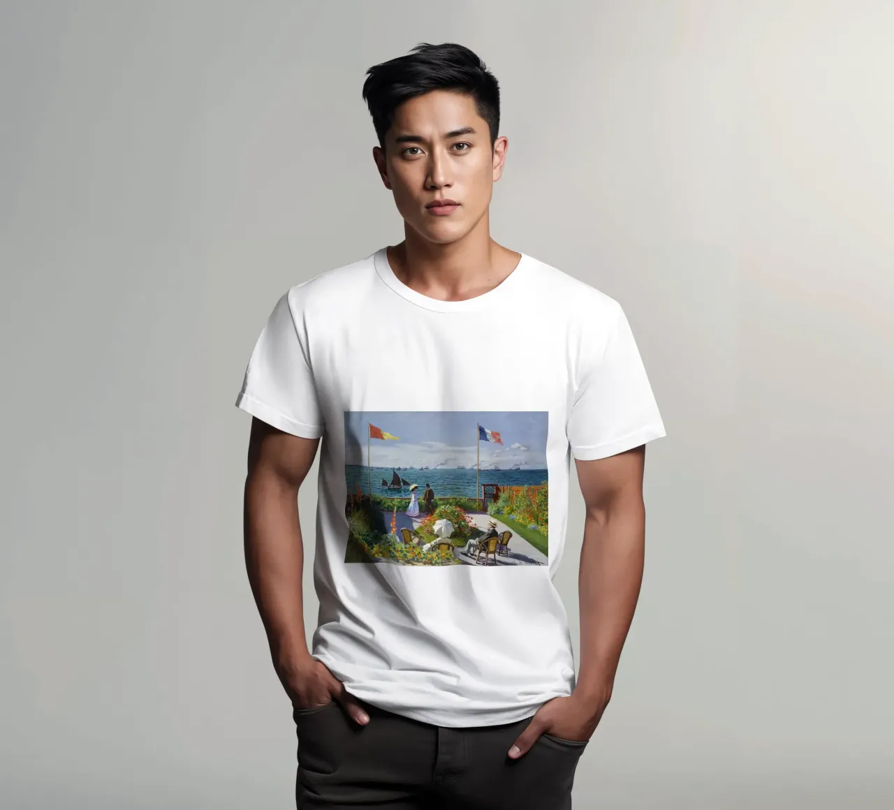 Garden at Sainte-Adresse by Claude Monet t-shirt by Monet Art Prints
