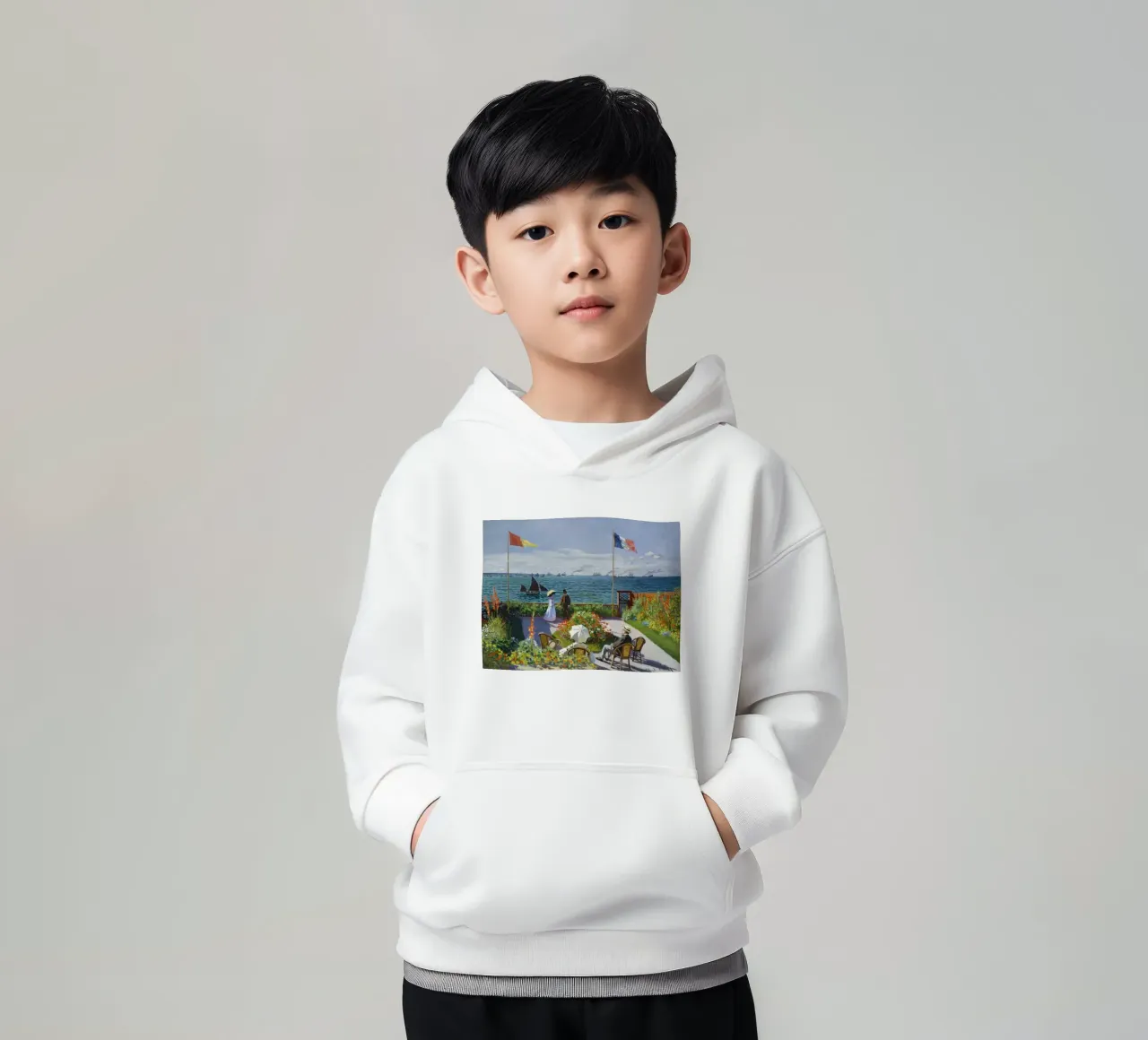 Garden at Sainte-Adresse by Claude Monet kids hoodie by Monet Art Prints