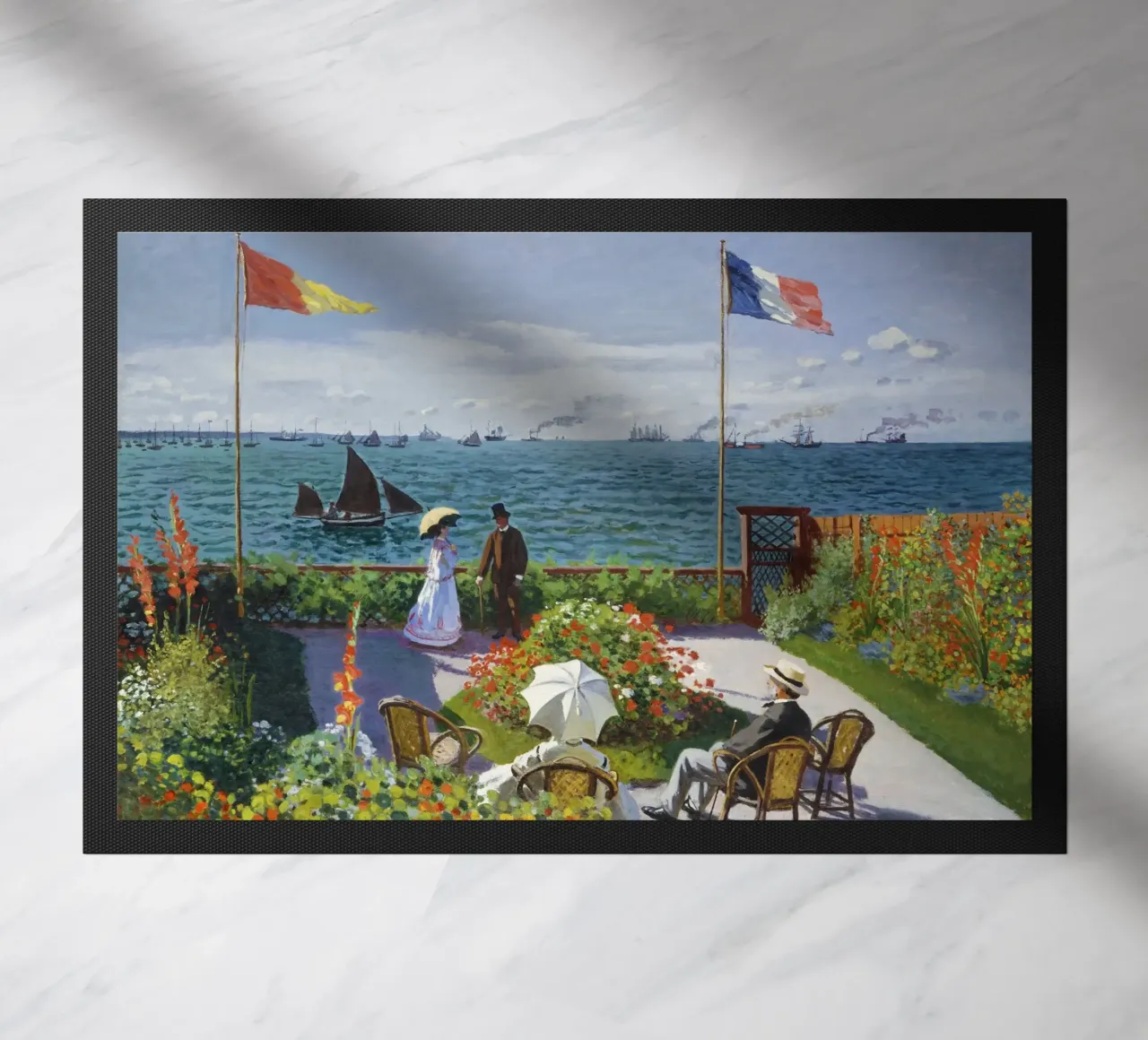 Garden at Sainte-Adresse by Claude Monet doormat by Monet Art Prints