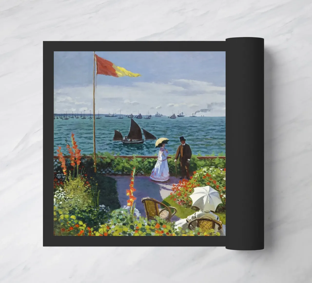 Garden at Sainte-Adresse by Claude Monet doormat by Monet Art Prints