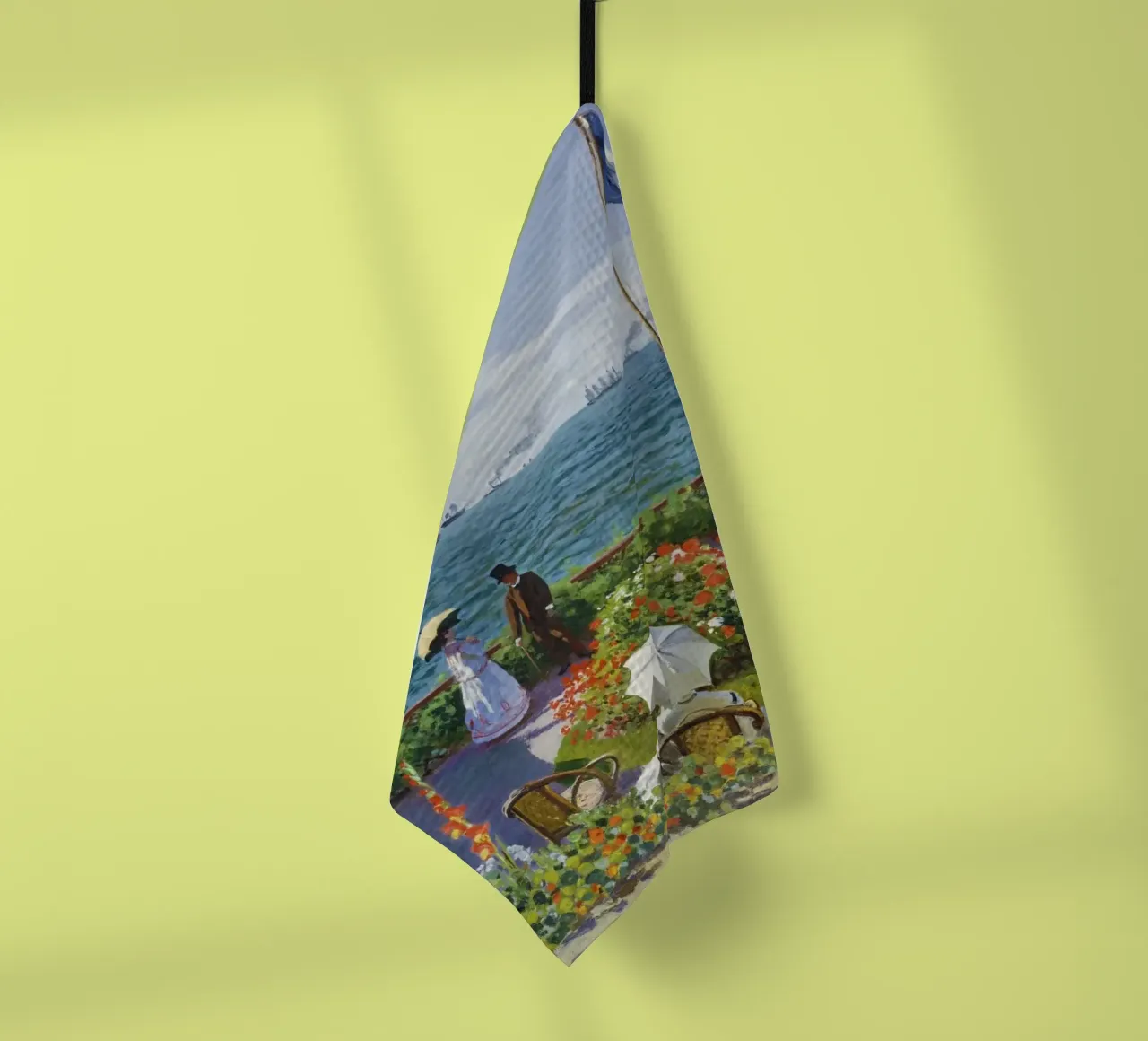Garden at Sainte-Adresse by Claude Monet tea towel by Monet Art Prints