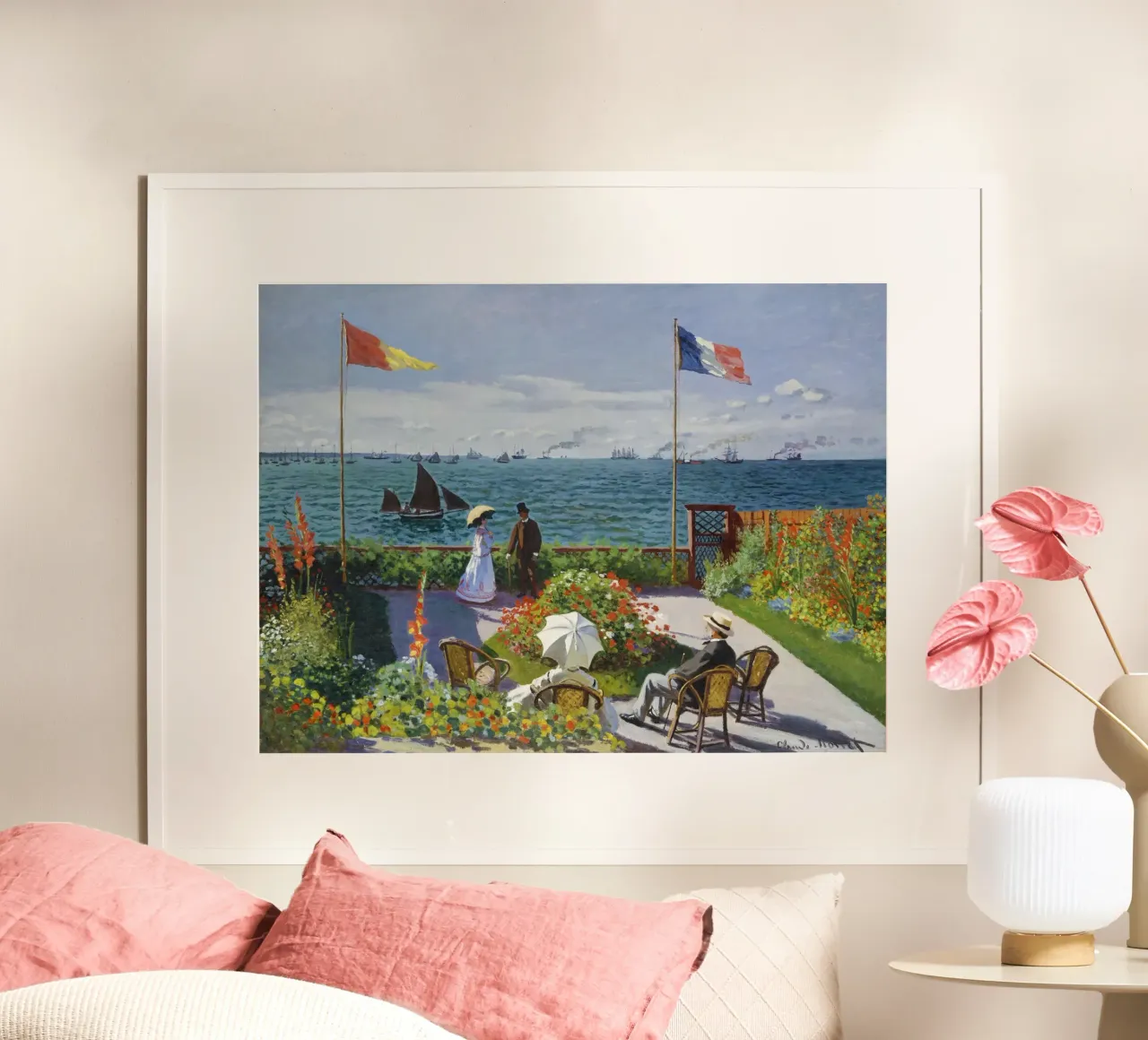 Giardino di Sainte-Adresse di Claude Monet poster con telaio in plastica da Monet Art Prints