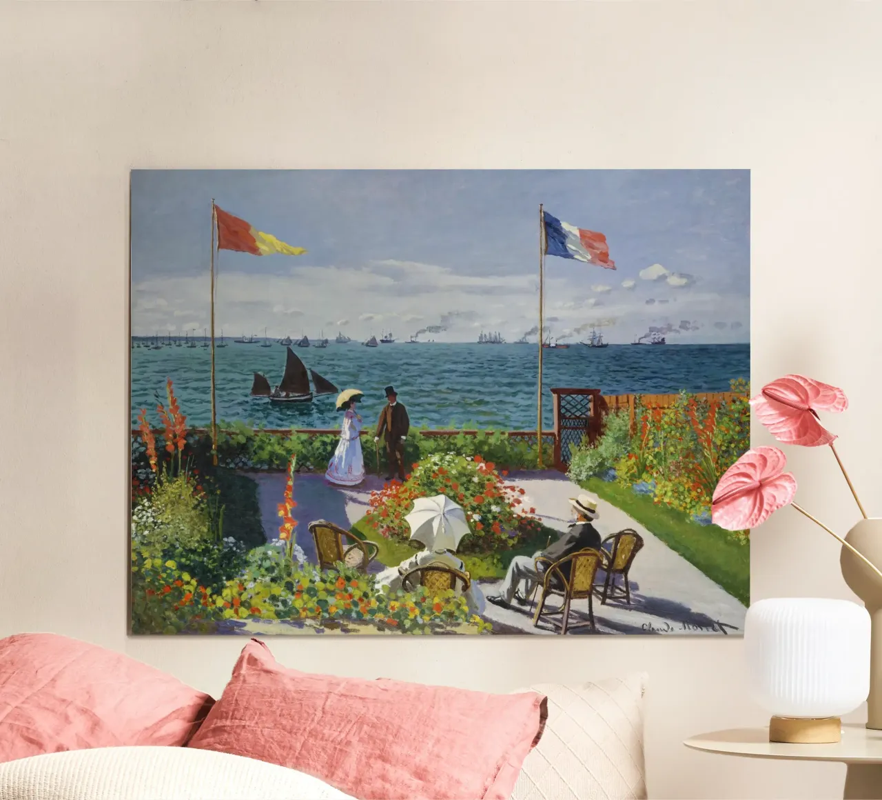 Giardino di Sainte-Adresse di Claude Monet poster con telaio in plastica da Monet Art Prints