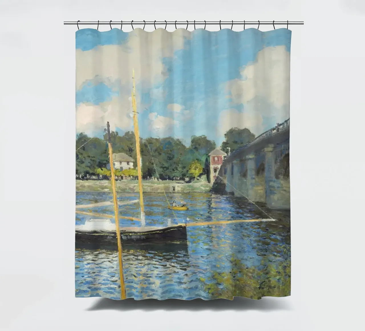Il ponte di Argenteuil (1874) di Claude Monet i tenda da doccia da Monet Art Prints