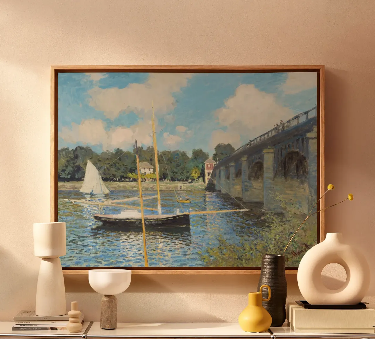 The Bridge at Argenteuil (1874) by Claude Monet i canvas by Monet Art Prints