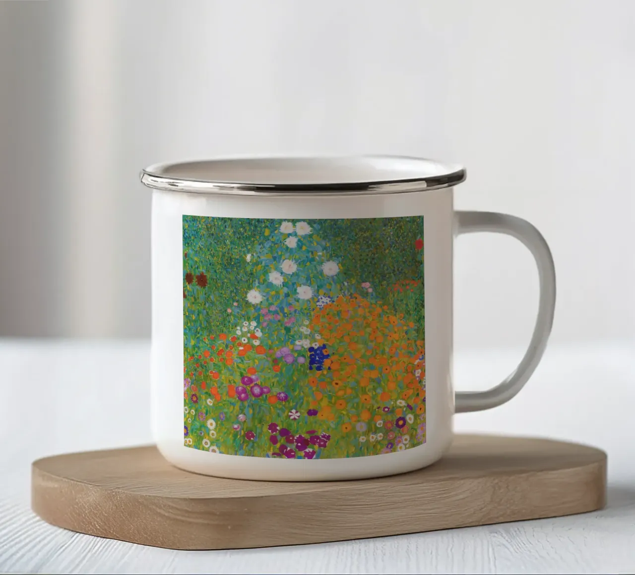 Bauerngarten (giardino fiorito), dipinto da Gustav Klimt nel 1907 tazza in smalto da Gustav Klimt ART Prints