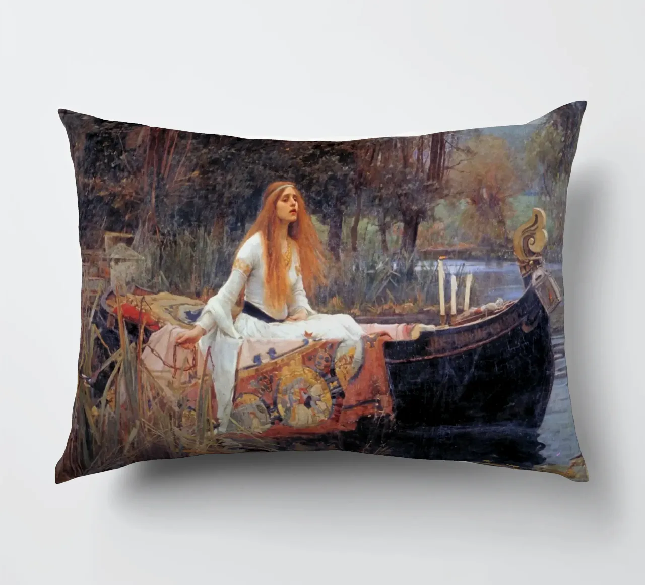 The Lady of Shalott by John William Waterhouse (1888) decorative cushion by Art History