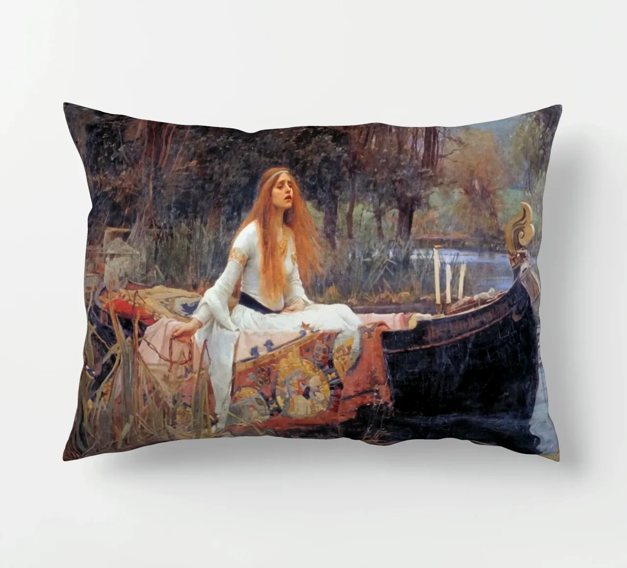 The Lady of Shalott by John William Waterhouse (1888) decorative cushion by Art History