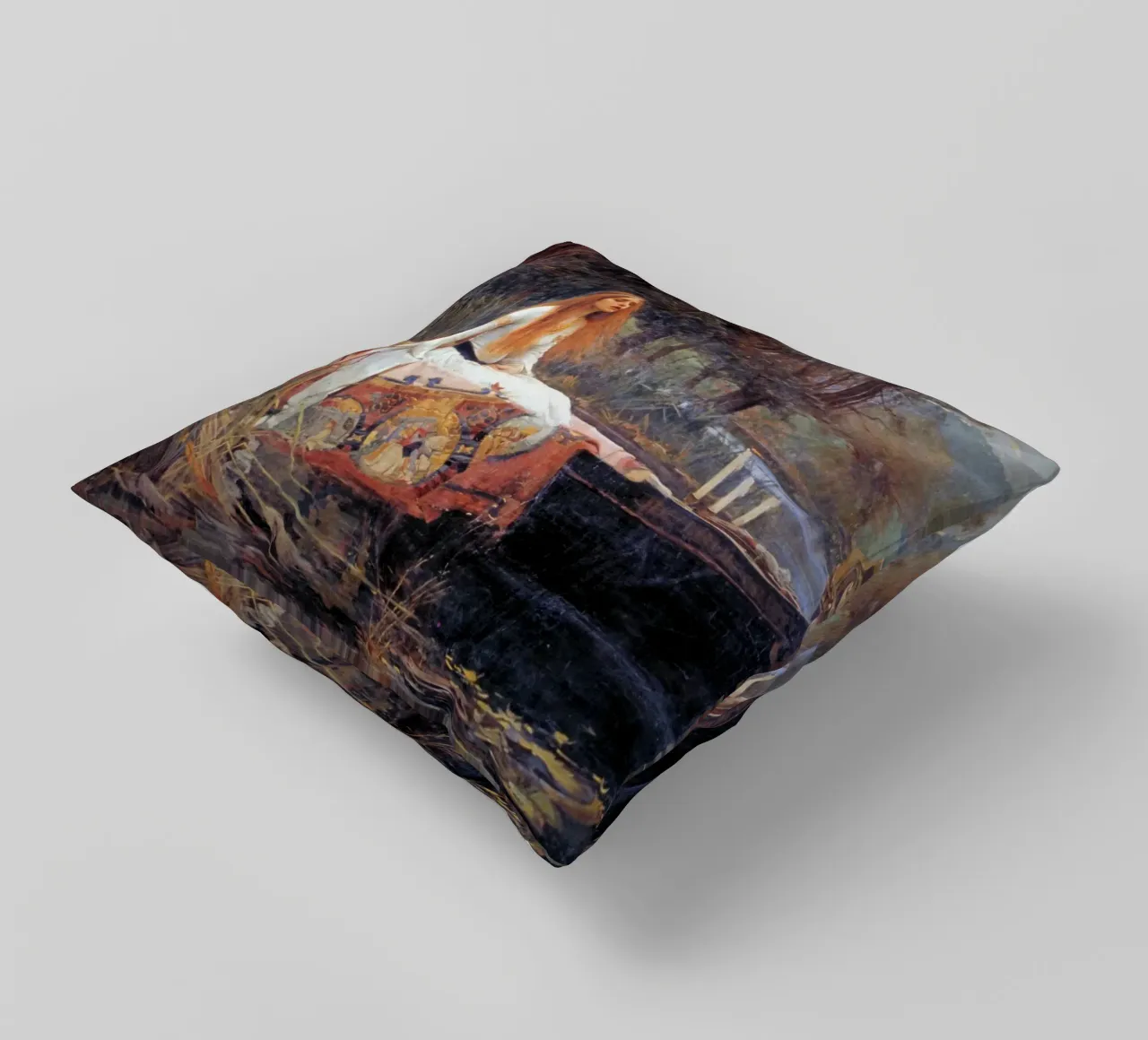 The Lady of Shalott by John William Waterhouse (1888) decorative cushion by Art History