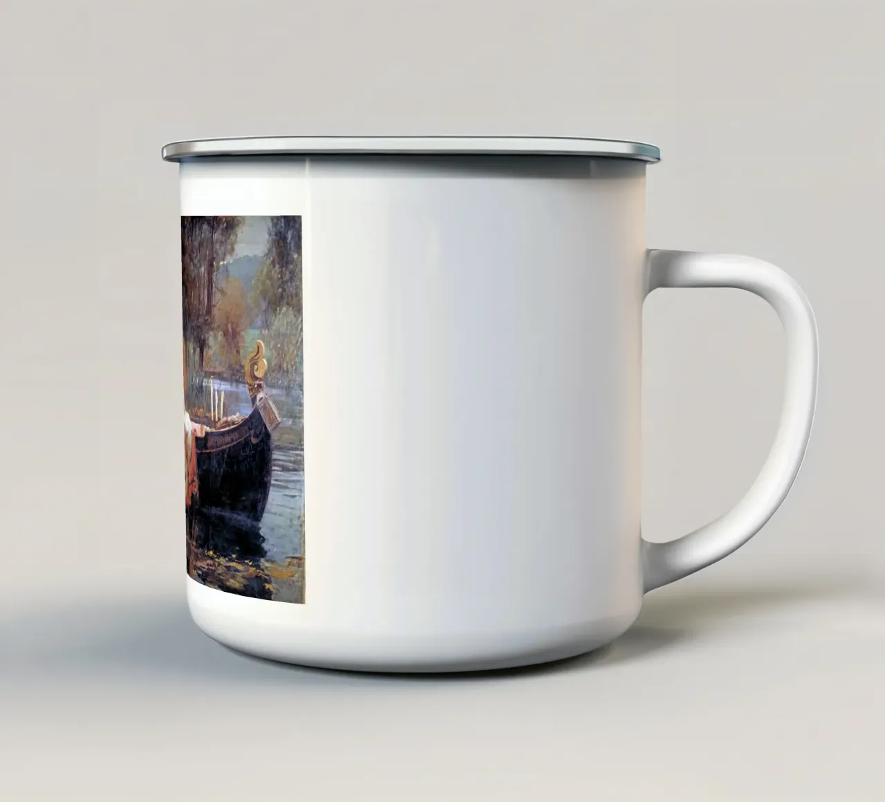 The Lady of Shalott by John William Waterhouse (1888) enamel mug by Art History