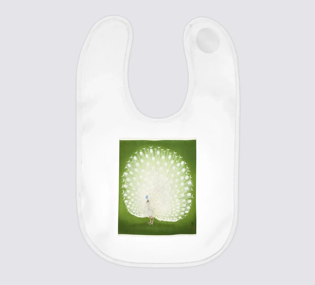Peacock (1925–1936) by Ohara Koson baby bib by Art History