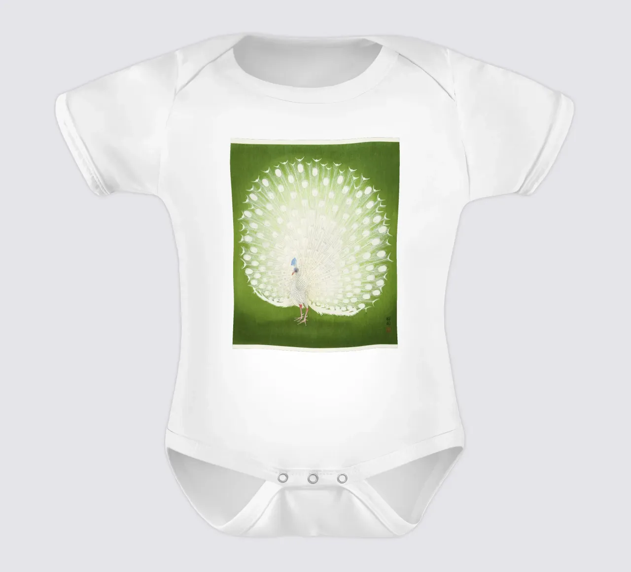 Peacock (1925–1936) by Ohara Koson short-sleeve baby romper by Art History