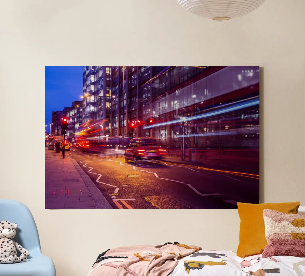 Luci della città in movimento, Londra, Inghilterra tela con Cornice a cassetta da Wanderlust Vibes