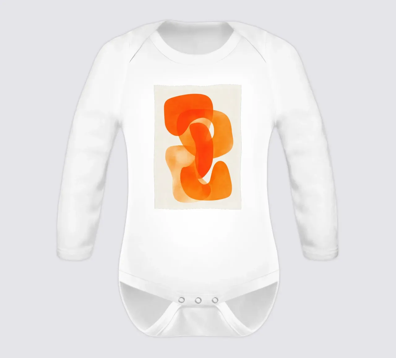 Abstract Orange Flow I long-sleeve baby romper by Clara August