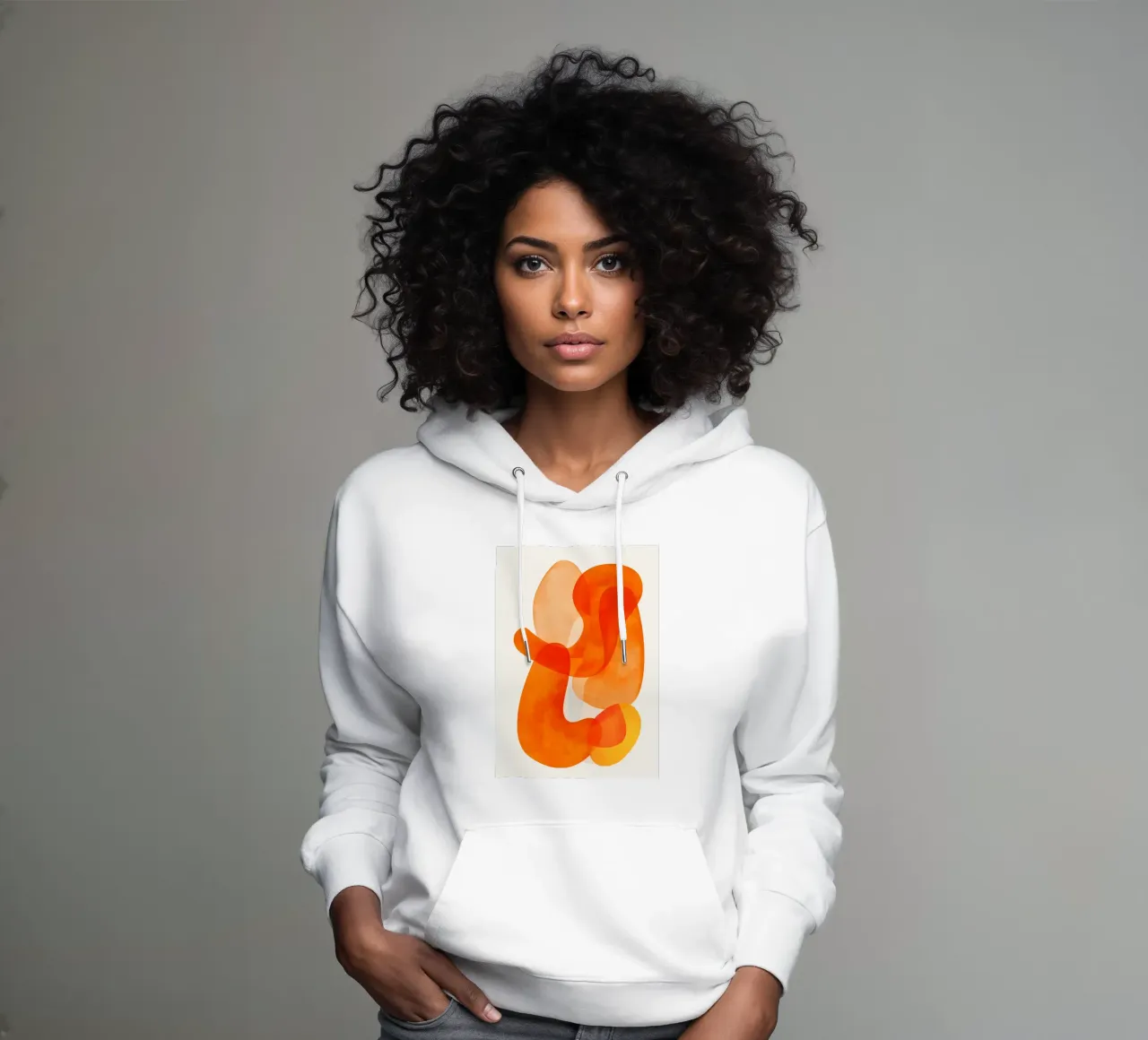 Abstract Orange Flow II felpa con cappuccio da Clara August