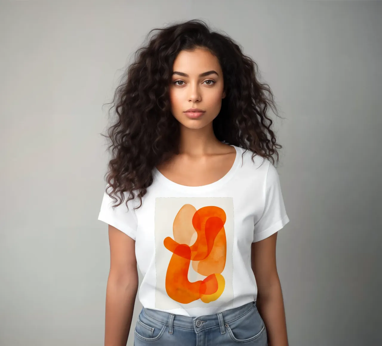 Abstract Orange Flow II t-shirt da donna da Clara August