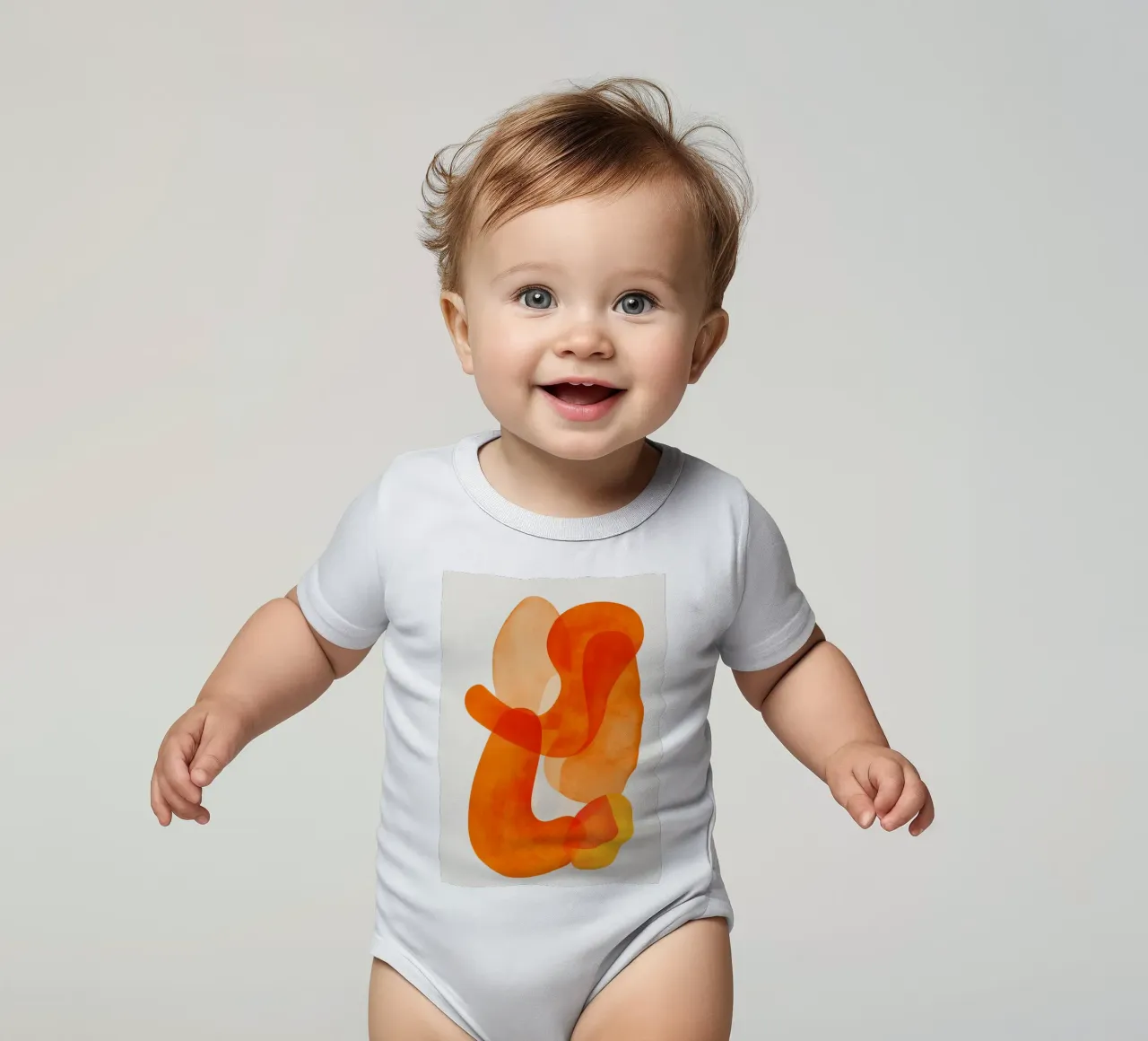 Abstract Orange Flow II body neonato maniche corte da Clara August
