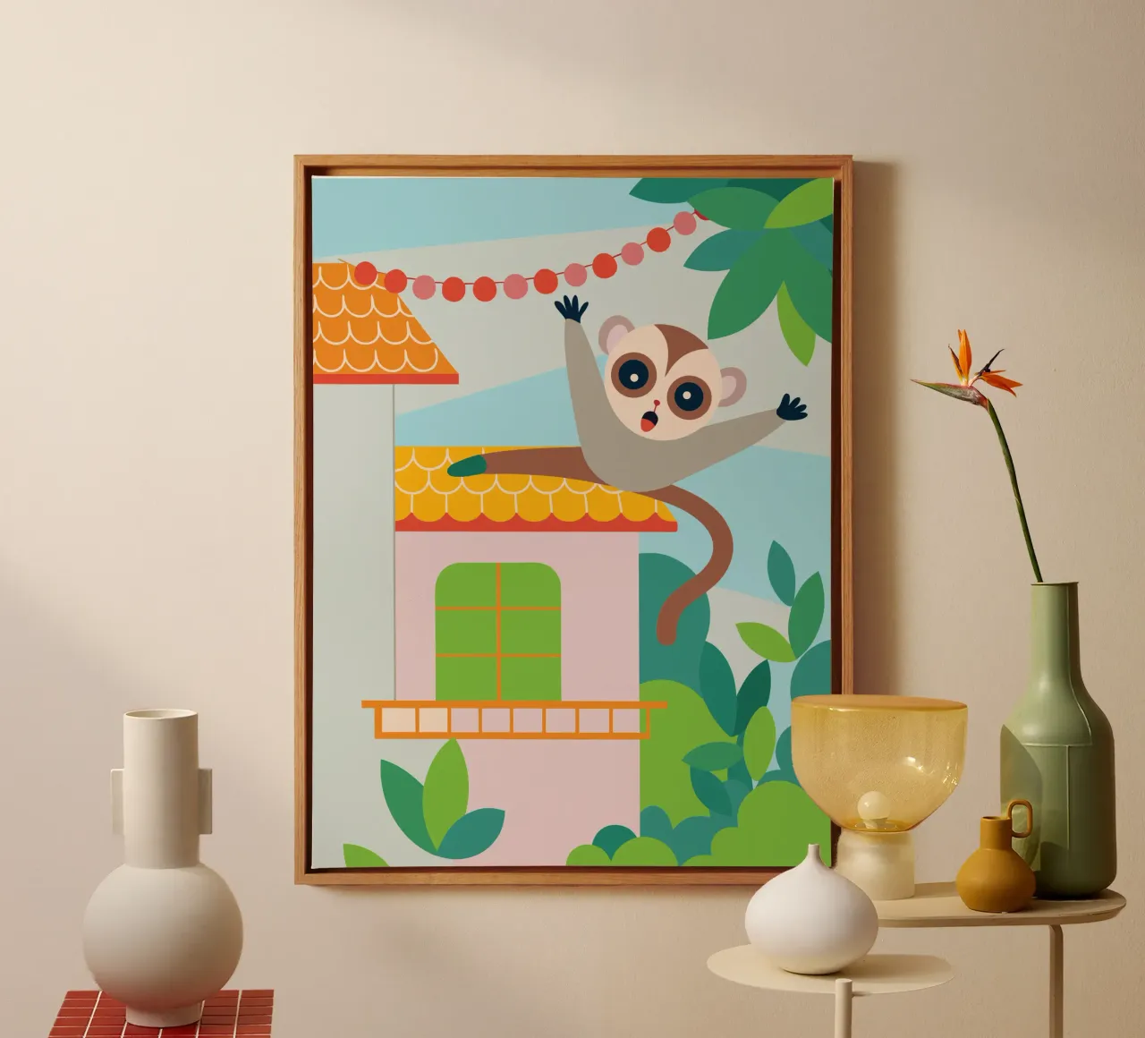 De eekhoorn springt canvas met Baklijst van CUTE ANIMALS