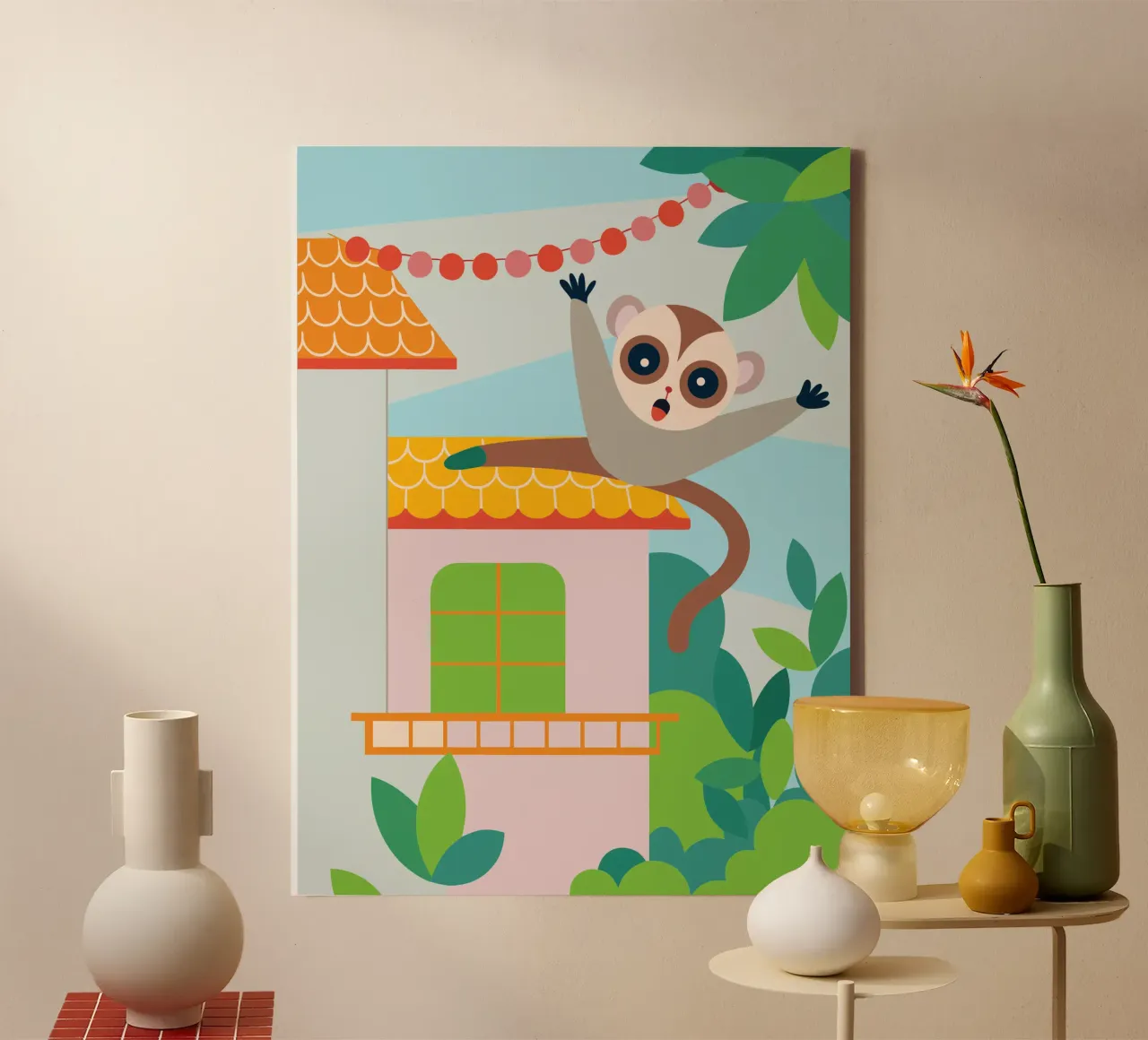 De eekhoorn springt canvas met Baklijst van CUTE ANIMALS